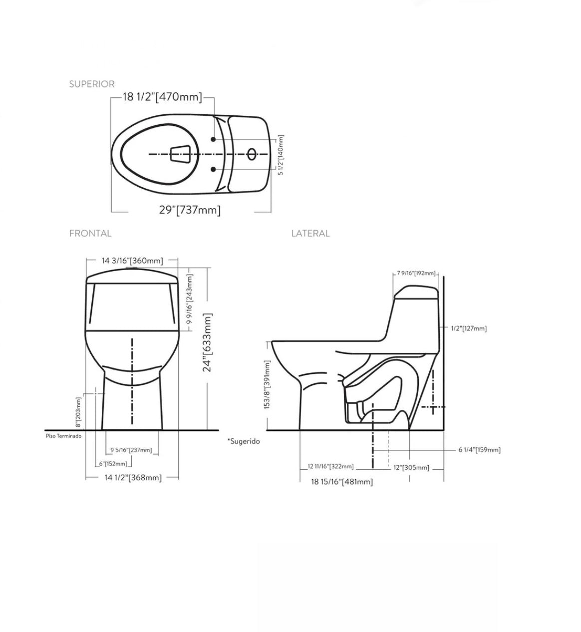 Inodoro One Piece Corona - SMART - Elongado, Incluye asiento